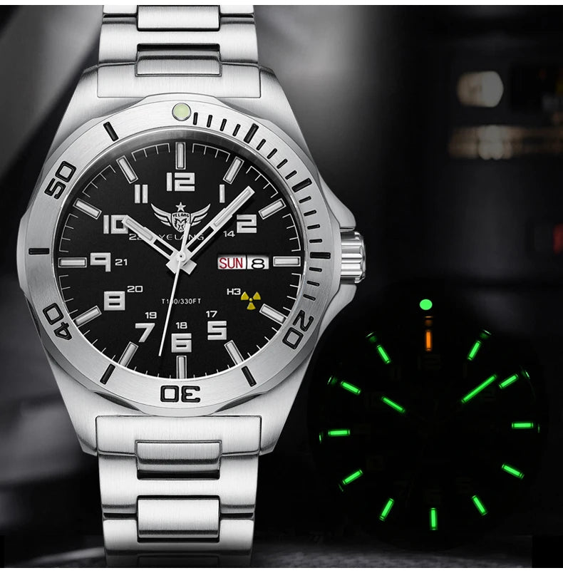 YELANG V1019 Men's Luminous Watch 44mm Mechanical Sapphire Miyota 8205 Automatic Movement 100m Waterproof Diver's Watch for Men