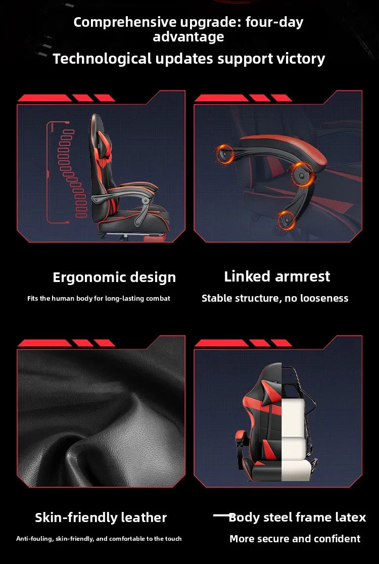 Gaming Chair Ergonomic Computer Desk Chair Reclining Home Office Gaming Chair with Back Support for Extended Sessions