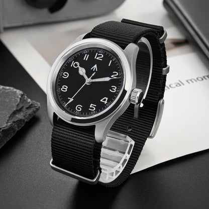 Militado ML08 V2 Vintage-Quarzuhr Military VH31-Uhrwerk Doppeltes Saphirglas C3 BGW-9 Leuchtend Wasserdicht 38mm Uhr