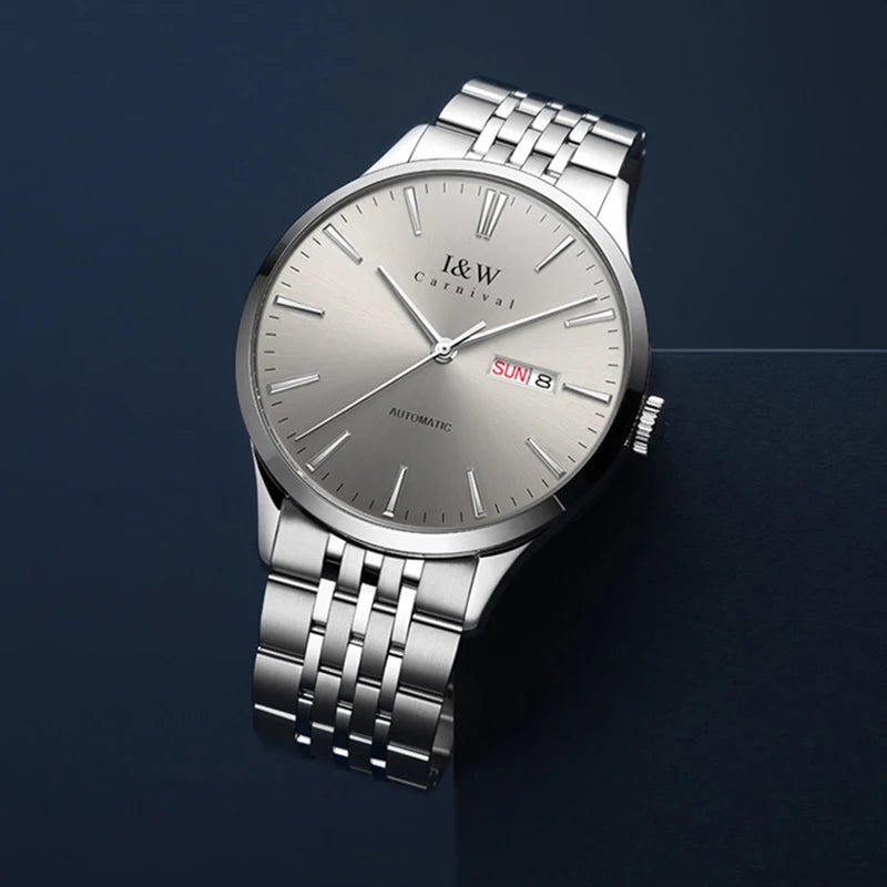 Carnival High-end Series I&W Brand Automatické mechanické hodinky Pánske vodotesné hodinky Oceľ 316L Safír Pánske hodinky na biznis
