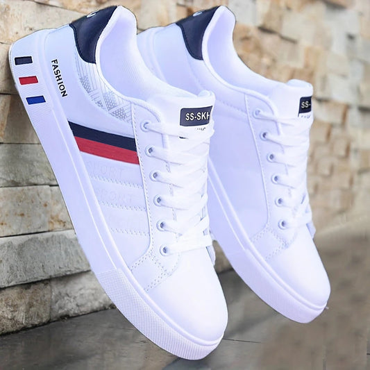 Men’s Low-Top Skateboarding Sneakers — Breathable, Lace-Up, PVC Sole