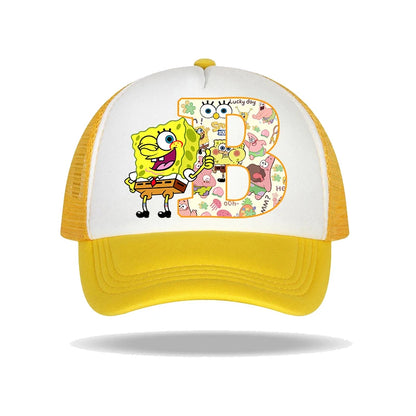 Καπέλο μπέιζμπολ SpongeBob SquarePants για παιδιά και ενήλικες με τυπωμένα γράμματα, καπέλα ηλίου, anime, καρτούν, ρυθμιζόμενα καπέλα με γείσο, καλοκαιρινό καπέλο για καθημερινή χρήση, νέο