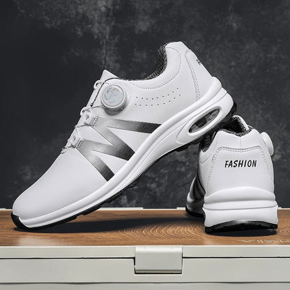 Golf Shoes Air Cushion Men Sports Running Driving Shoes Breathable Lightweight Comfortable Athletic Nonskid Rotating Sneakers