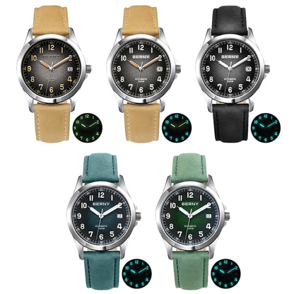 BERNY Automatic Watch Men  ST2130 Luminous Mechanical Wristwatch Sapphire Waterproof 10ATM Top Brand Luxury Watch for Men