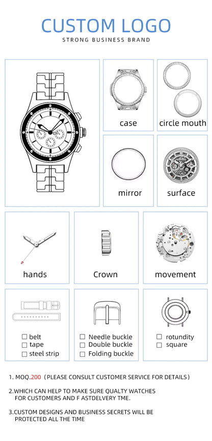 ase Autoy HANBORO Men’s Luxury Automatic Skeleton Watch  Rose Gold Starry Sky Moon Phase Mechanical WristwatchHollow Flywheel Moon Phxury Space Theme Sports Watch 980