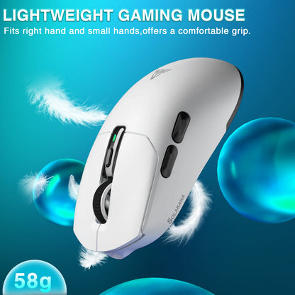 Mouse gaming wireless SOLAKAKA SM820 tri-mode, dock magnetic reîncărcabil, RGB, PAW3311, 24000DPI, macro, ultra-ușor