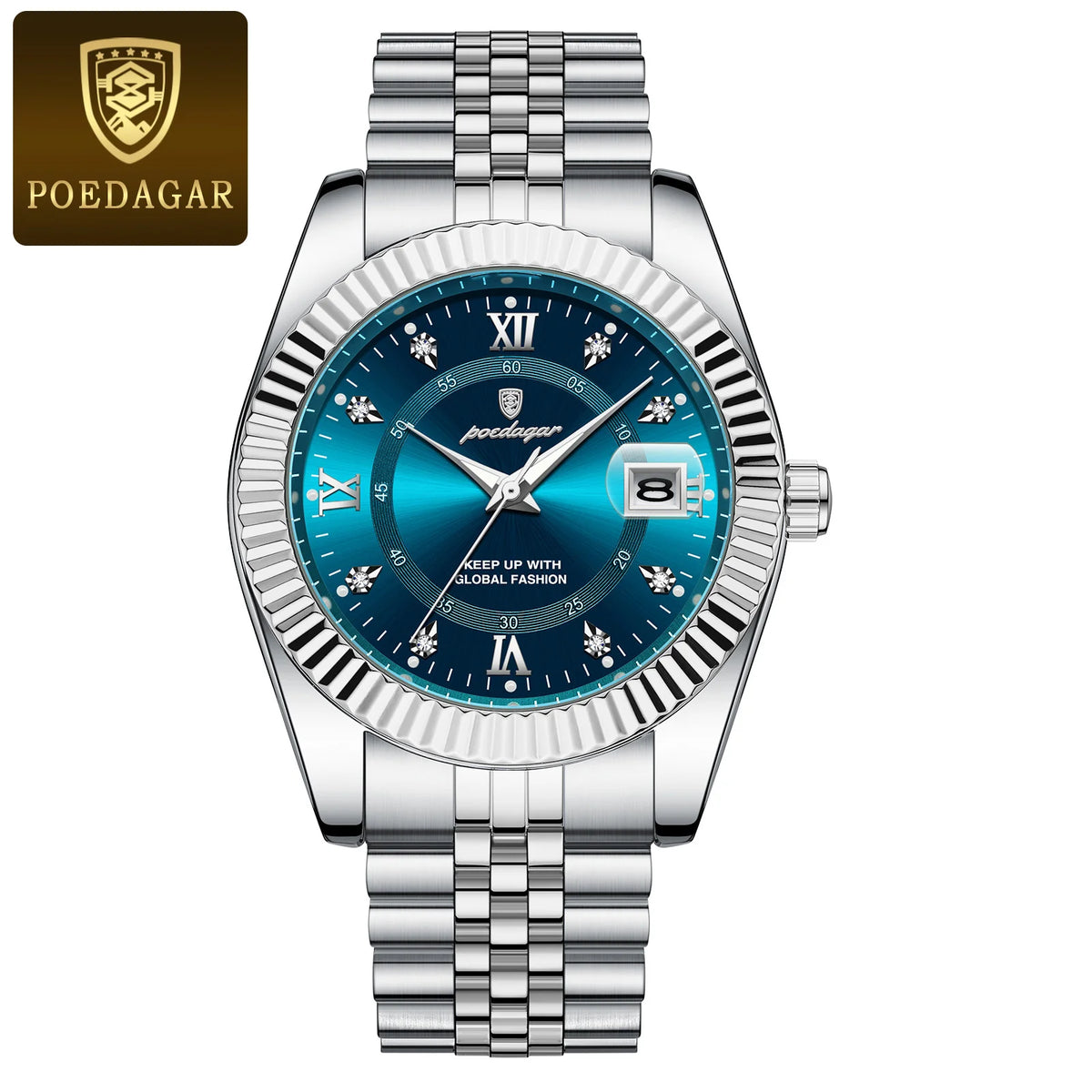 Vyriškas laikrodis „POEDAGAR“ – prabangus, atsparus vandeniui, pagamintas iš nerūdijančio plieno, su švytinčiu ciferblatu, karinio stiliaus, su datos funkcija, kvarcinis mechanizmas, idealiai tinka darbui ar profesinėms progoms.
