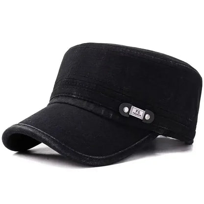 Casual Washed Cotton Flat Top Hat Adjustable Fisher Caps Men Women Cadet Military Cap Unique Design Vintage Cap Four Season ﻿