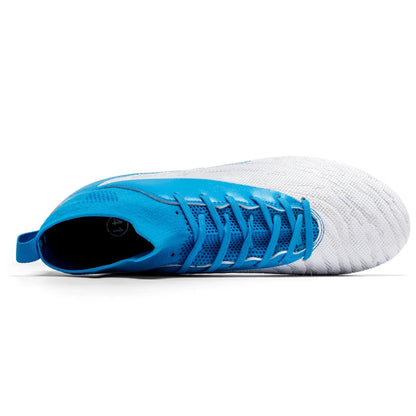 Chaussures de Football noires pour hommes, crampons AG/FG, bottes d'entraînement pour hommes, chaussures de Sport à cheville haute, baskets pour enfants et adultes 35-45