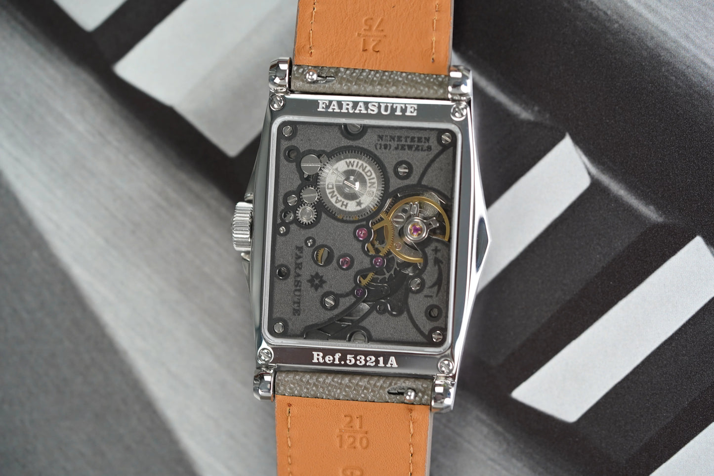 FARASUTE Creative Manual Square Customized Mechanical Movement Watch Men Luxury Sapphire Glass Small Second Wristwatches reloj