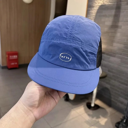Korean Letter Embroidery Baseball Cap - Peaked Hat, Breathable Mesh Quick Drying UV Protection, Simple ins Style Lightweight
