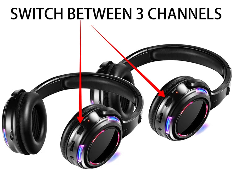 UHF RF Silent Disco Headphones Wireless DJ Headset System with 5 Headphones and 1 Transmitter, 500m Long Range Wireless Silent Party Headphones