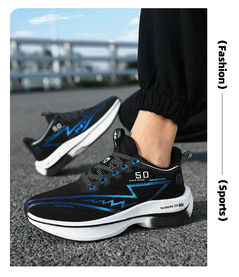 Men Sport Shoes Professional Cushioned Carbon Plate Running Shoes Breathable Lace-up Casual Sneakers Marathon Athletic Footwear