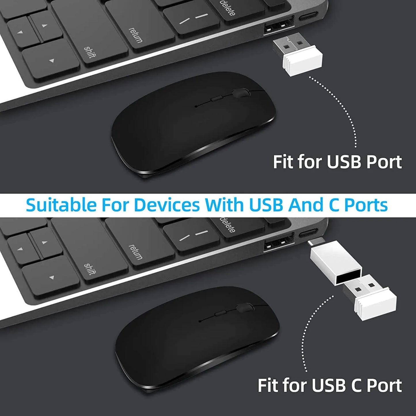 Wireless Mouse Rechargeable Dual Modes Bluetooth-compatible 2.4G USB Computer Mice For Laptop iPad Tablet Notebook Gaming Mouse
