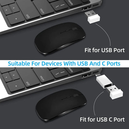 Wireless Mouse Rechargeable Dual Modes Bluetooth-compatible 2.4G USB Computer Mice For Laptop iPad Tablet Notebook Gaming Mouse