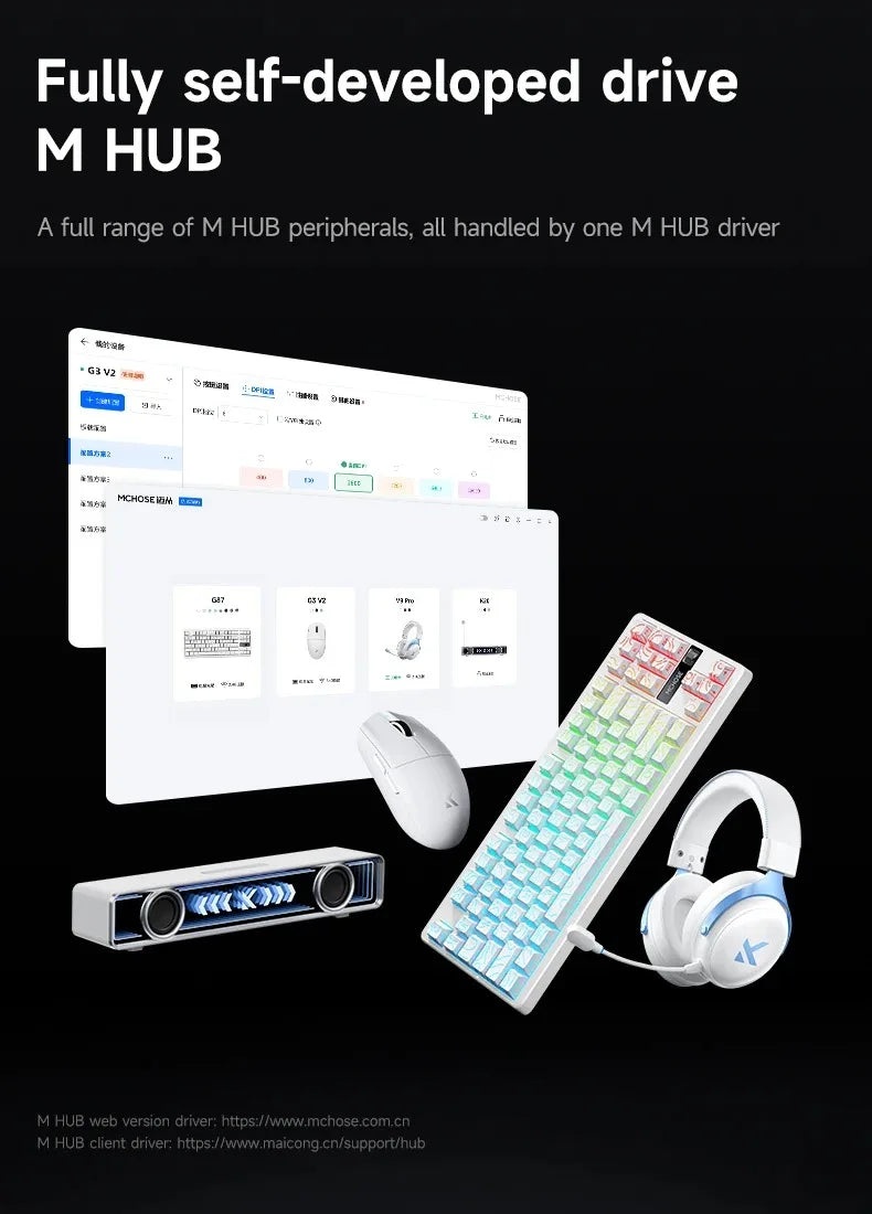 Безжична е-спорт мишка MCHOSE G3 V2 Pro, лека, с три режима, Bluetooth, PAW3395, висока производителност, 800mAh, за игри и офис, 59g