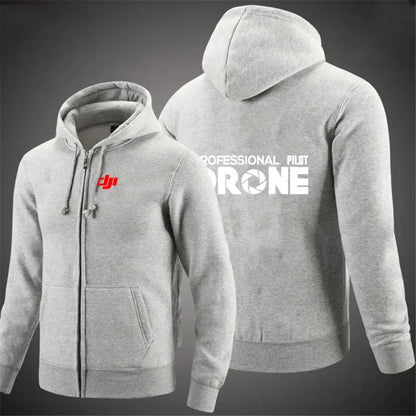 Dji Professional Pilot Drone Spring Autumn Casual Men's Solid Color Zipper Pullover Hoodie Coats Sportswear Fashion Long Sleeve, Produit gaming premium Fraquane