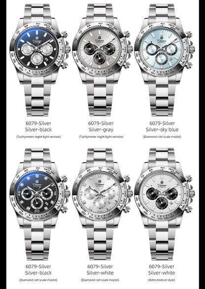 2026 NEW Automatic Mechanical Watch Man Silver Business Casual 3ATM Waterproof Multi-functional Men's Watches