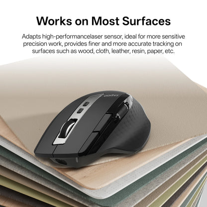 Rapoo MT710L Multi-Mode Rechargeable Wireless Bluetooth Mouse, Ergonomic 4000 DPI Wireless Mouse for Up to 4 Devices with Programmable Buttons