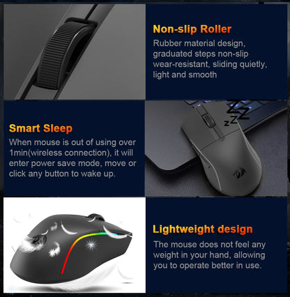 REDRAGON DEICIDE M816 PRO RGB USB Support Bluetooth 2.4G Wireless Gaming Mouse 26000 DPI 6 Buttons for Gamer Wired Mice Computer