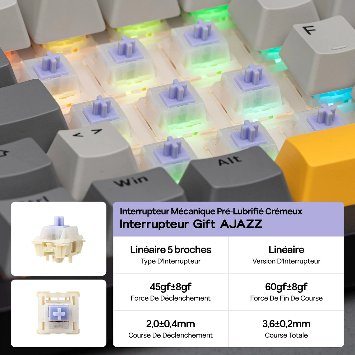 ISO-FR Layout EPOMAKER X AJAZZ AK820 PRO 75% AZERTY French Hot-Swap Wired/BT/2.4GHz Wireless Mechanical Keyboard for Win/Mac/PC