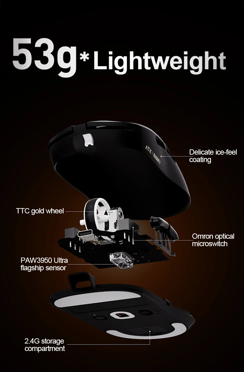 ATK Dragonfly A9 SE Plus Pro Max Ultra Wireless Gaming Mouse NearLink Ultra-lightweight Tri-mode Dual 8K Ergonomic E-sports Mouse
