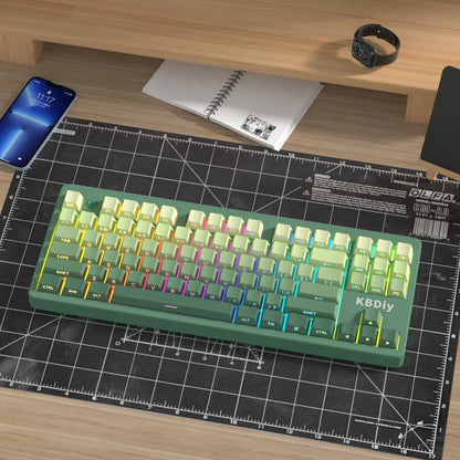 New 133 Keys Gradient Green Shine Through Keycaps Side Printed PBT Keycap Cherry Profile Double Shot for Mechanical Keyboards