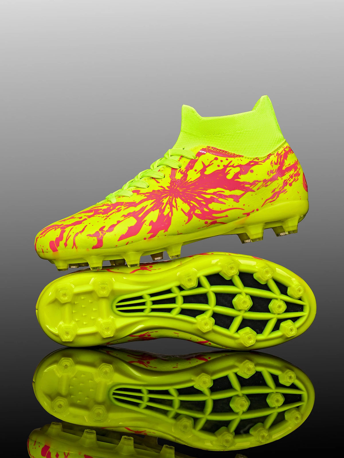 Chaussures de football FG pour hommes adultes, crampons pour terrain ferme, semelle respirante en PU résistante à l'usure pour l'entraînement et la compétition de football sur pelouse en plein air
