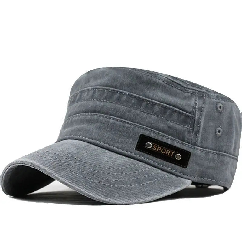 Casual Washed Cotton Flat Top Hat Adjustable Fisher Caps Men Women Cadet Military Cap Unique Design Vintage Cap Four Season ﻿