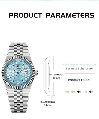 Luxury Automatic Mechanical Men's Watch Date Stainless Steel Man Watch Waterproof Luminous Business Watches For Men Reloj