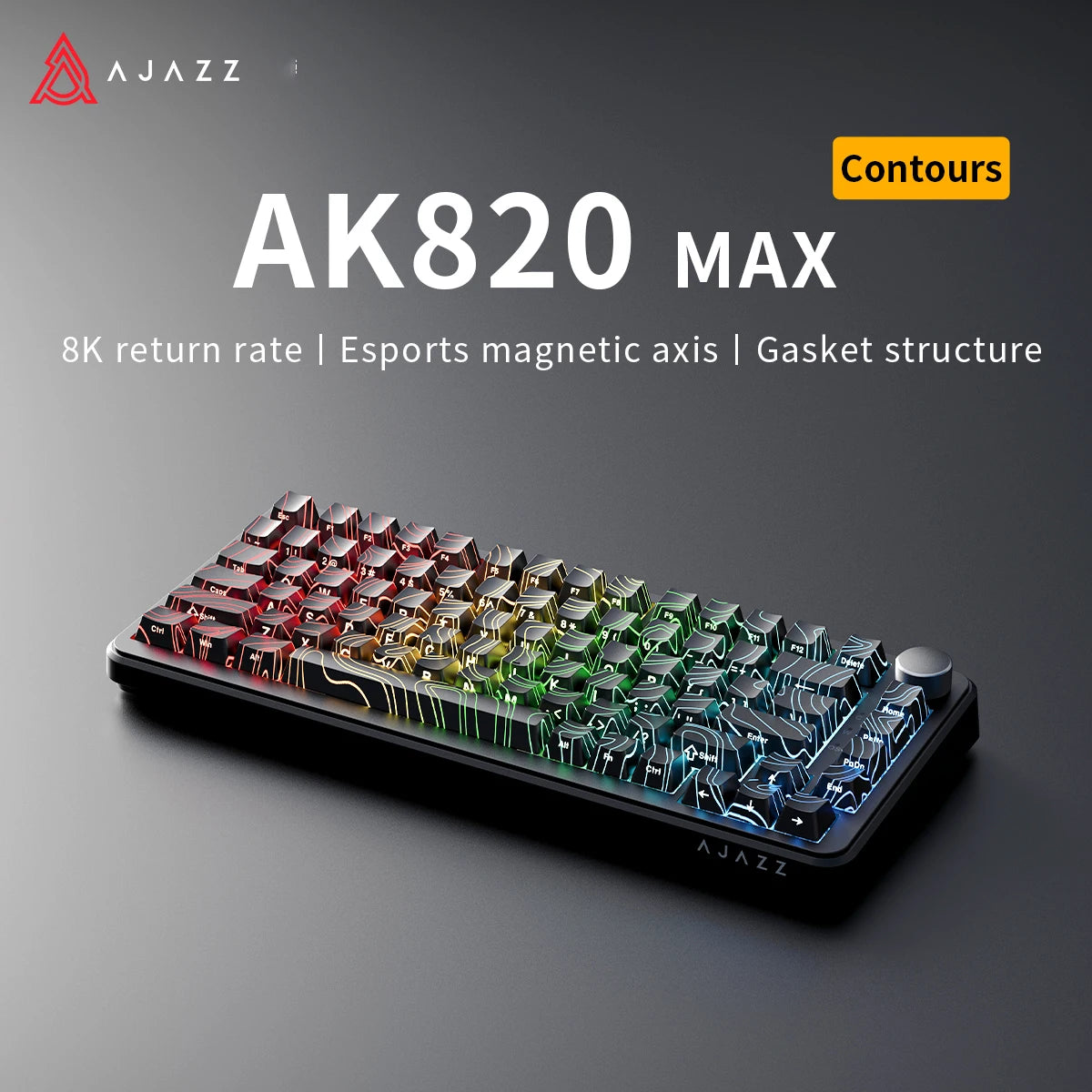 AJAZZ AK820 MAX Magnetic Switch Mechanical Gaming Keyboard, Wired 75% RGB Gasket Mechanical Keyboard with Type-C, Hot-Swappable PBT Keycaps, 8000Hz Polling Rate