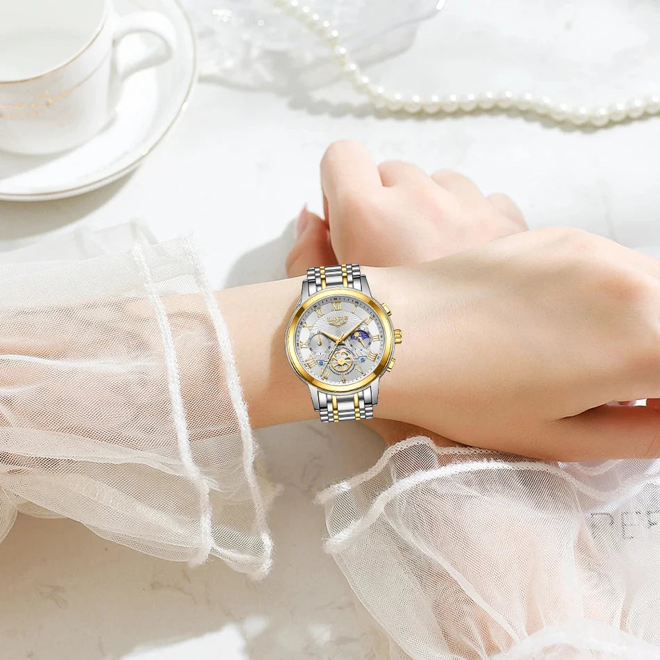 2024 LIGE Top Luxury Women Watch Creative Steel Women's Bracelet Wrist Watches Ladies Fashion Waterproof Female Relogio Feminino