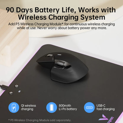 Rapoo MT760/MT760Mini Multi-mode Rechargeable Wireless Bluetooth Mouse Ergonomic 4000 DPI Supports Up to 4 Devices Office Mice