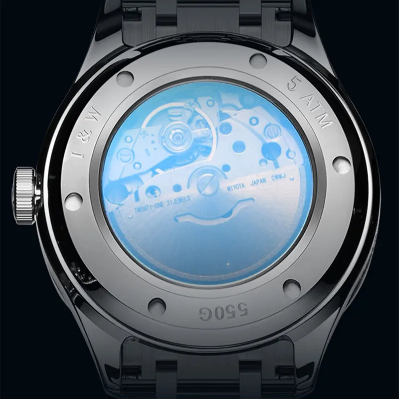 Reloj CARNIVAL luxury mechanical men’s watch in tungsten, MIYOTA 8205 automatic movement, water-resistant.