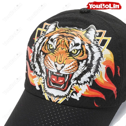 Καπέλο μπέιζμπολ «Outdoor Tiger Face», καλοκαιρινό ύφασμα ταχείας ξήρανσης, σχεδιασμός με πλέγμα και διάτρητα, καπέλο αντηλιακής προστασίας με εθνοτικό μοτίβο