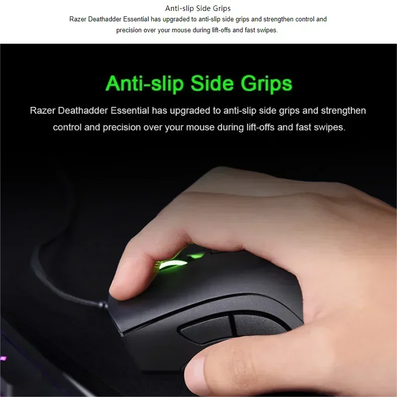 Original Razer DeathAdder Essential Wired Gaming Mouse 6400DPI Optical Sensor 5 Independent Buttons for Laptop PC Gamer