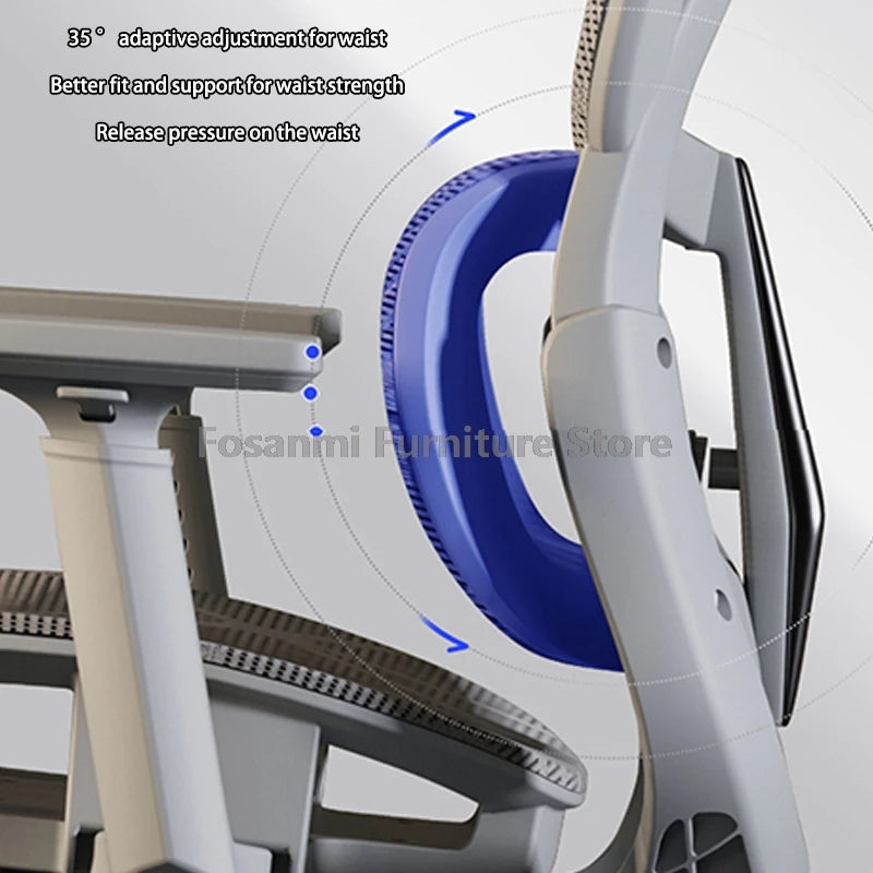 Breathable Mesh Computer Office Chair with Armrest and Lumbar Support Adjustable Ergonomic Desk Chair Home Gaming Headrest Chair