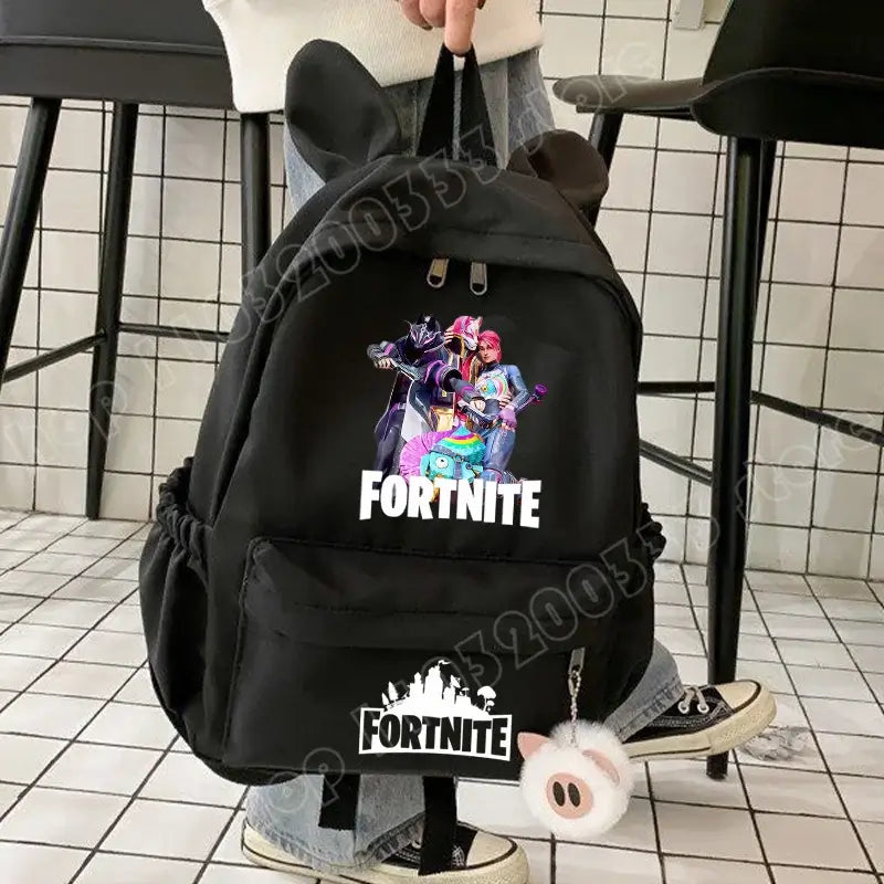 Nauja „Fortnite“ animacinio stiliaus kuprinė berniukams ir mergaitėms, kasdienė mokyklinė kuprinė, didelės talpos mokinio krepšys su triušio ausimis, kelioninė kuprinė, kanceliarinių prekių dovana