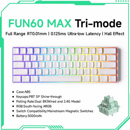 Akko MonsGeek FUN60 mechanische Tastatur mit Magnetschaltern, 60% Gaming-Tastatur, Rapid Trigger 0.01mm, 8K ARGB, HE/TMR Custom-Tastatur