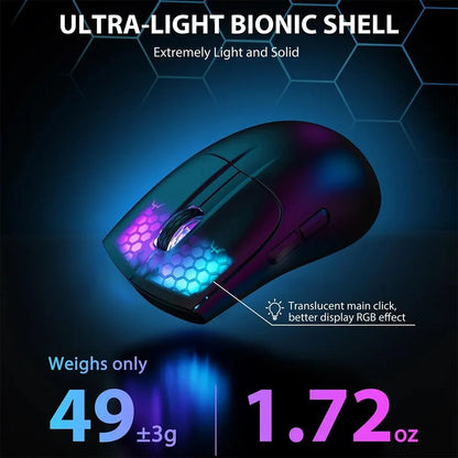 ATTACK SHARK X5 49g Wireless Gaming Mouse, Bluetooth Tri-mode, PixArt Optical Sensor for PC/MAC/Wins