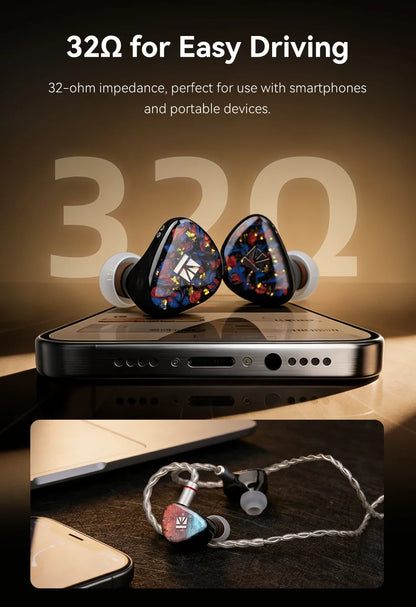 KBEAR Kalideer Apex-P6 1DD+1BA+1Piezo Monitor IEMs Écouteurs intra-auriculaires hybrides avec boîtier en résine imprimé en 3D, écouteurs filaires HiFi