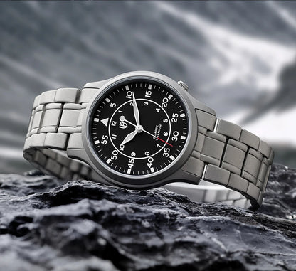 BERNY Titanium herenhorloge met kwartsmechanisme, AR-coating, saffierglas, modieus polshorloge, lichtgevend, VH31, ultradun polshorloge, waterdicht tot 5 ATM