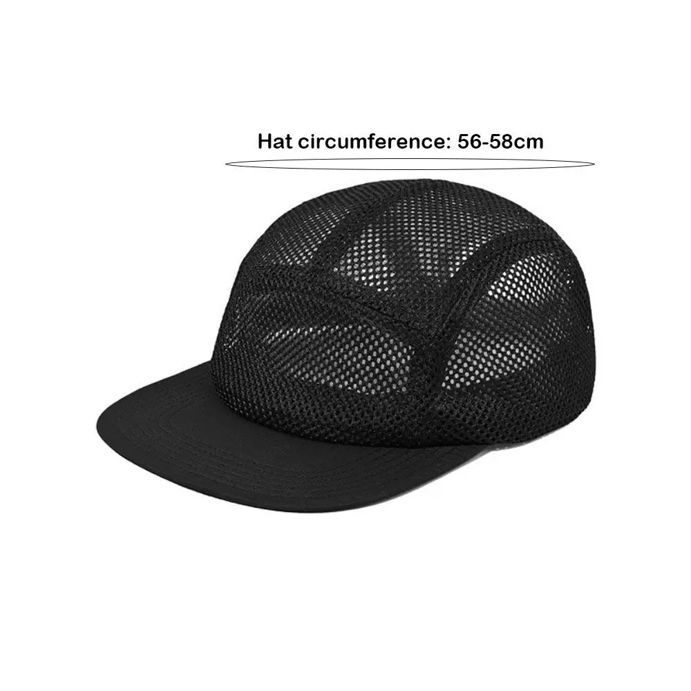 Fashion Retro Mesh Baseball Cap 5 Panel Flat-brimmed Sun Visor Cap Breathable Adjustable Quick-drying Hat Unisex