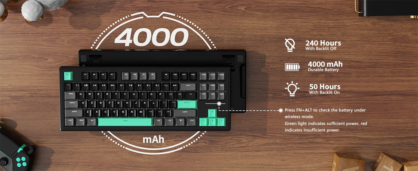 Attack Shark M87 TKL Wireless Mechanical Gaming Keyboard, RGB Backlit Compact Hot-Swappable Gasket Programmable USB-C/BT/2.4GHz