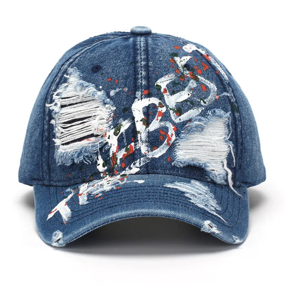 New European and American style letter embroidered baseball caps, personalized distressed and patched baseball caps, sun hats