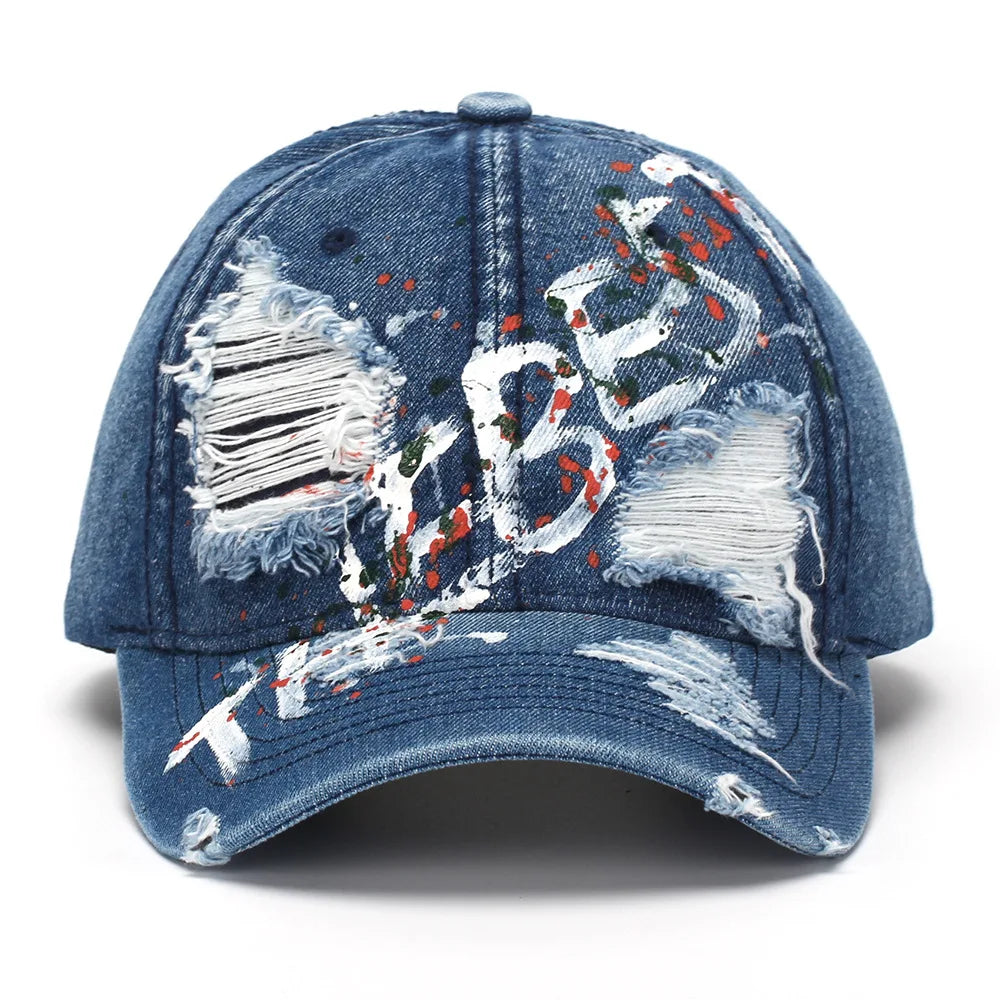 New European and American style letter embroidered baseball caps, personalized distressed and patched baseball caps, sun hats