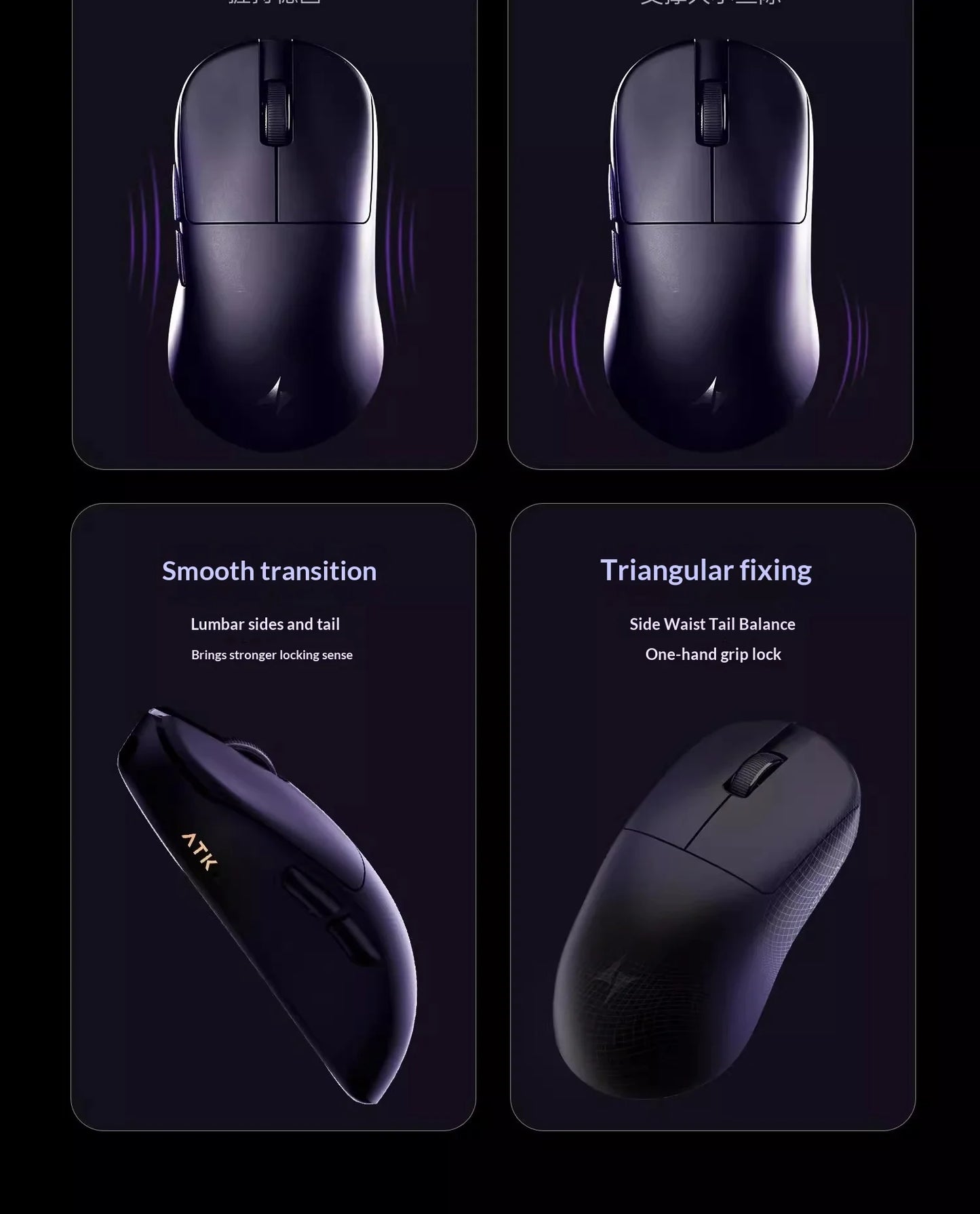 NEW ATK U2 V2 Mini Ultimate Wireless Gaming Mouse Tri-model Lightweight PAW3950 Ultra 8KHz 500mAh Custom Ergonomic E-sports Mouse