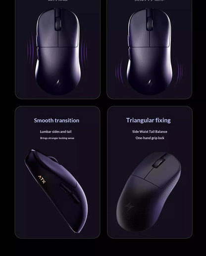 NEW ATK U2 V2 Mini Ultimate Wireless Gaming Mouse Tri-model Lightweight PAW3950 Ultra 8KHz 500mAh Custom Ergonomic E-sports Mouse