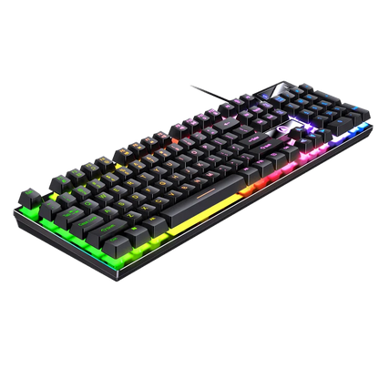 Kabelgebundene USB-Gaming-Tastatur mit Hintergrundbeleuchtung, 104-Tasten-Gamer-Tastatur für Computer/Laptop/PC, ergonomisches Design, Office-Gaming-Zubehör