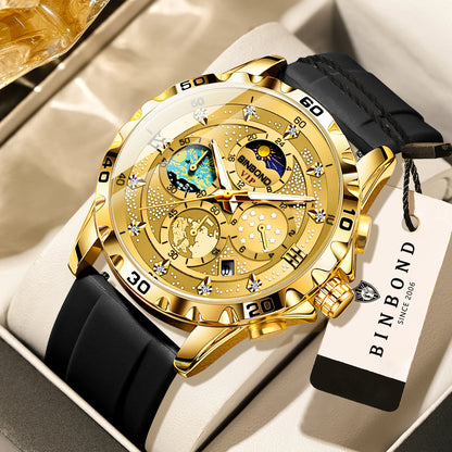 Relojes de cuarzo de lujo BINBOND para hombre, luminiscentes, resistentes al agua, cronógrafo con fecha automática, estilo ejecutivo, deportivo y casual